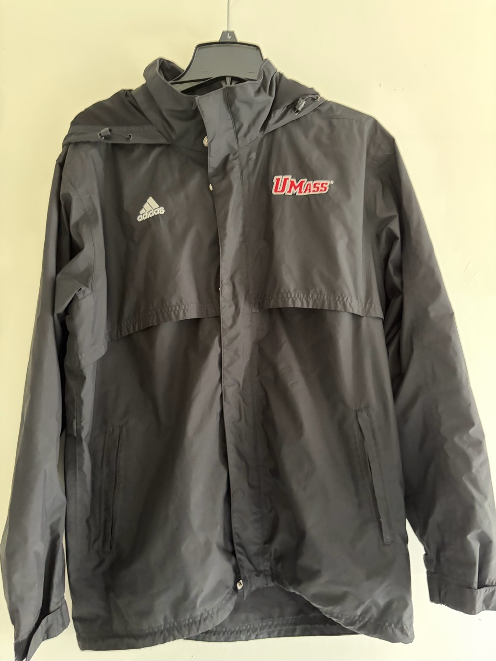 adidas Black UMass Waterproof Raincoat with Hood
